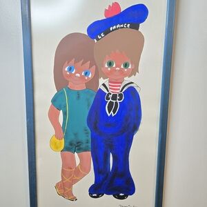 MCM Rome 1971 Framed Le Monde Illustration Folk Art, Dominique, French Sailor